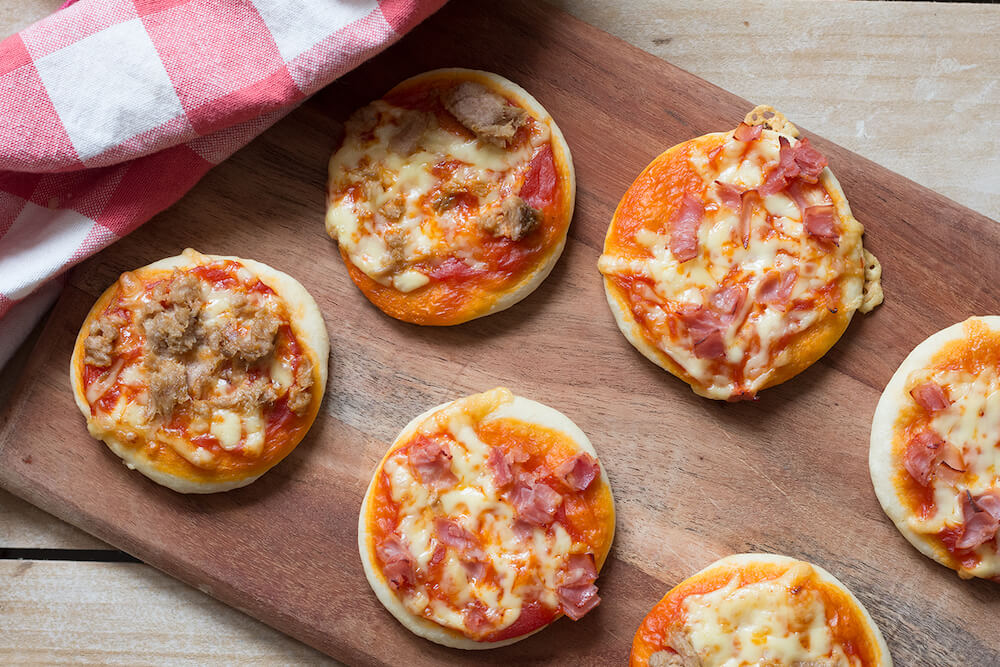 mini pizzas sin huevo